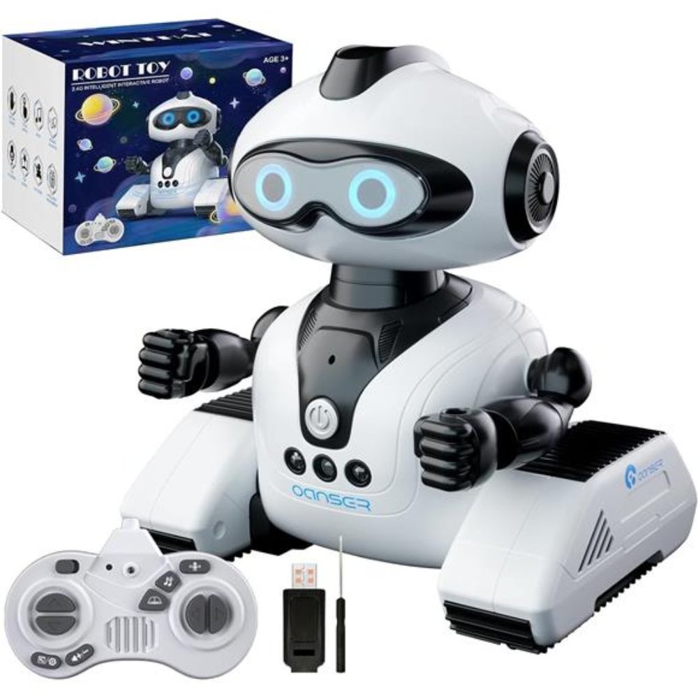 Robots Toys for Kids, Remote Control Robot Toys with Music and LED Eyes (White)
